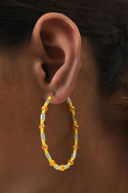 Yellow Handcrafted Casual Hoop Earrings