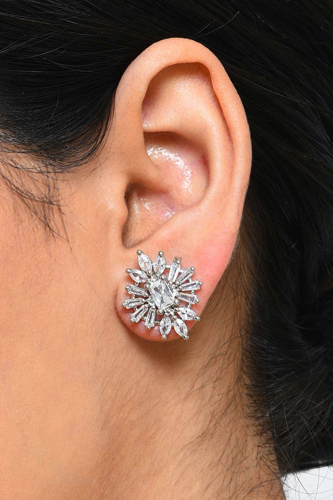 White Handcrafted Stud Earrings