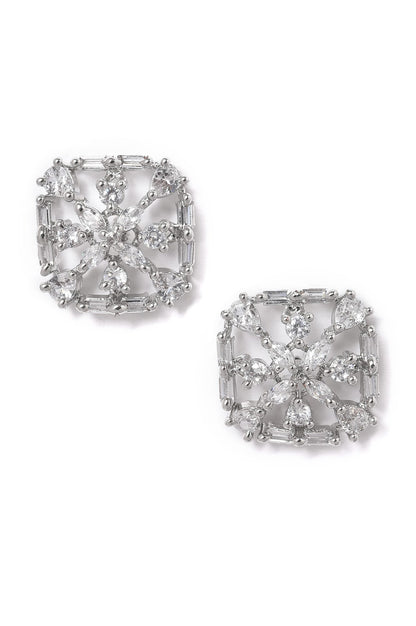 White Crystal Zircons Stud Earrngs