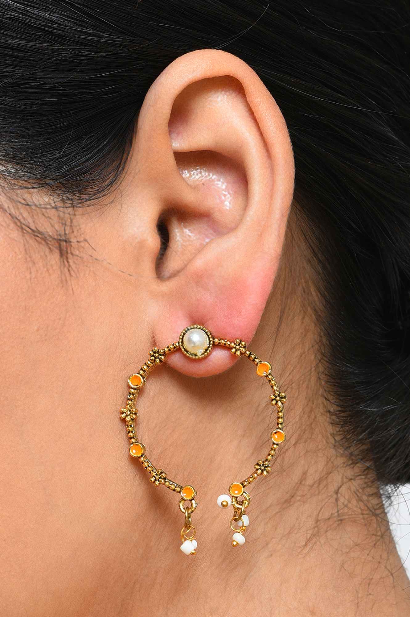 Orange Enamelled Stud Earrings