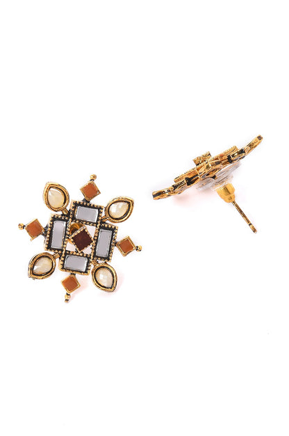 Brown Enamelled Ethnic Studs