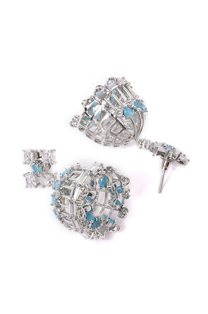 Blue &amp; White Gold Festive Ethnic Jhumkas