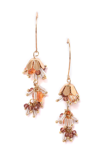 Beieg and Peach Handcrafted Drop Earrings