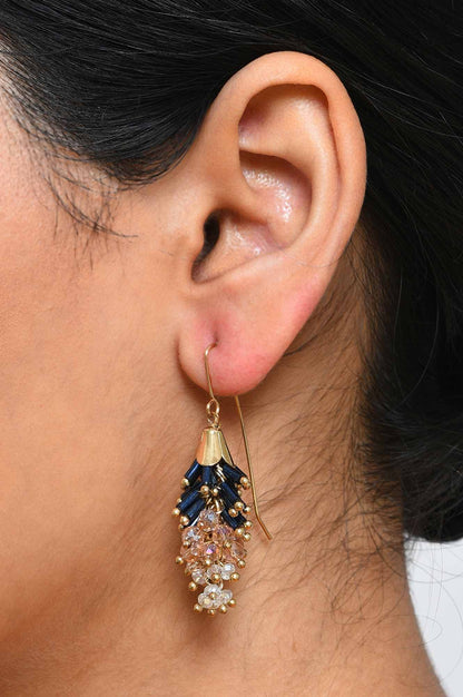 Blue and Pink Handcrated Party Drop Earrings