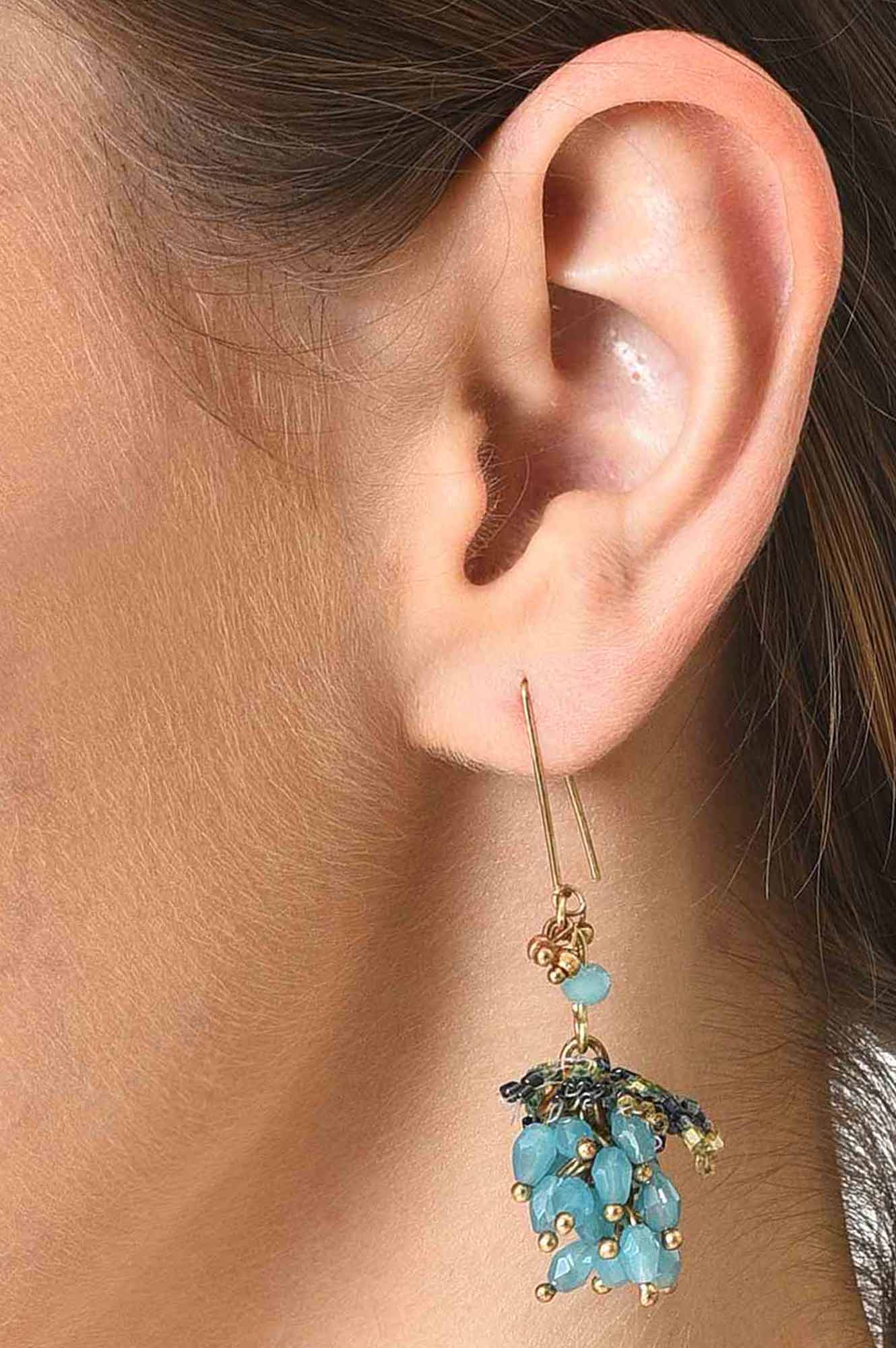 Green And Blue Beaded Drop Earrings