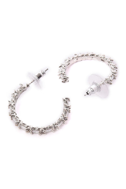 White Handcrafted Party Hoop Earrings