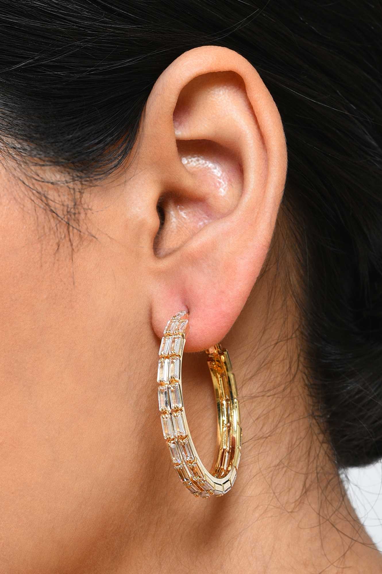 White Handcrafted Party Hoop Earrings