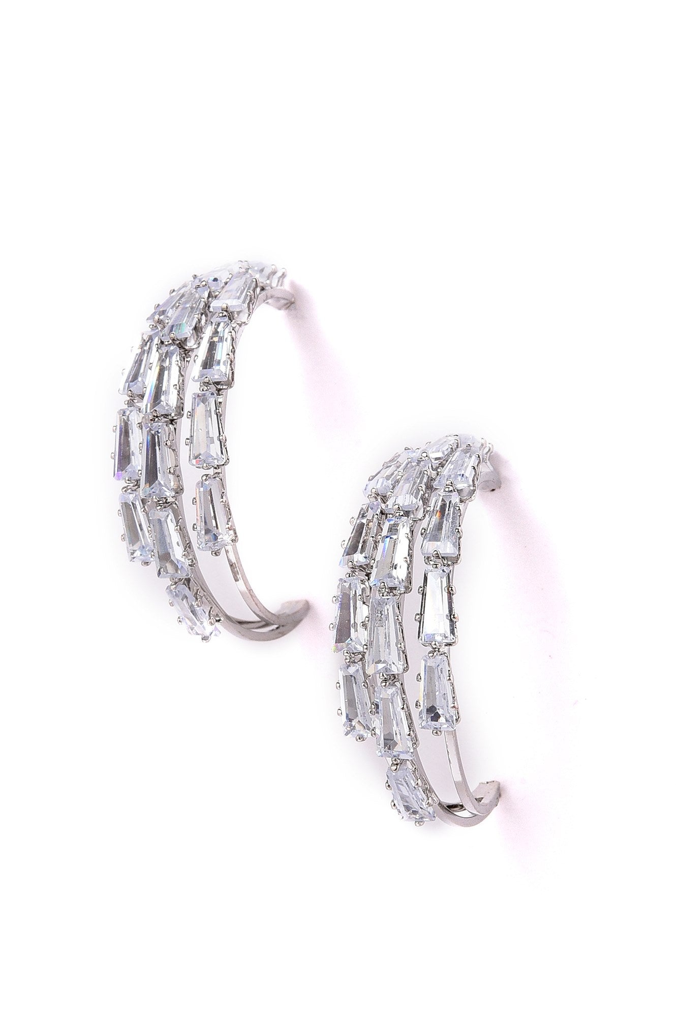 White Handcrafted Modern Party Hoop Earrings