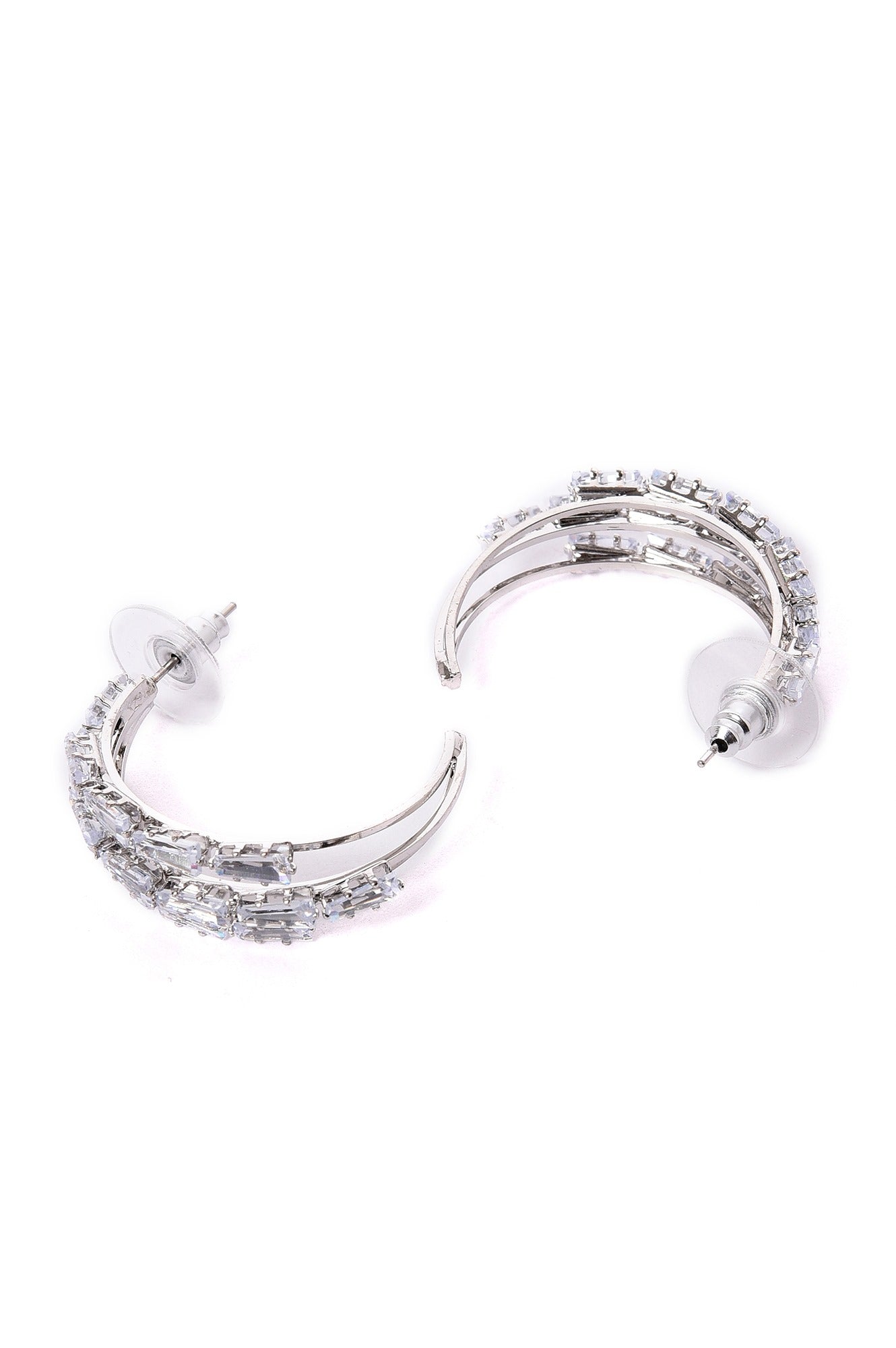 White Handcrafted Modern Party Hoop Earrings