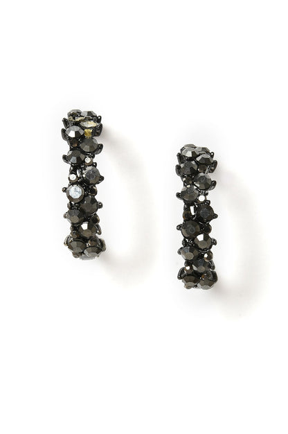 Black Stones Party Wear Hoop Earrings