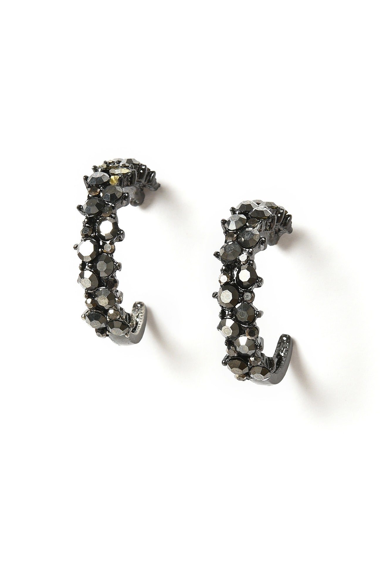 Black Stones Party Wear Hoop Earrings