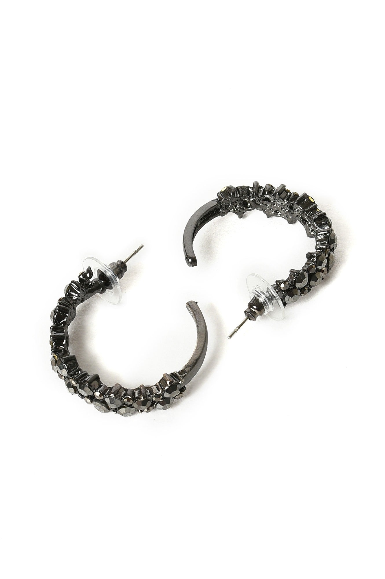 Black Stones Party Wear Hoop Earrings