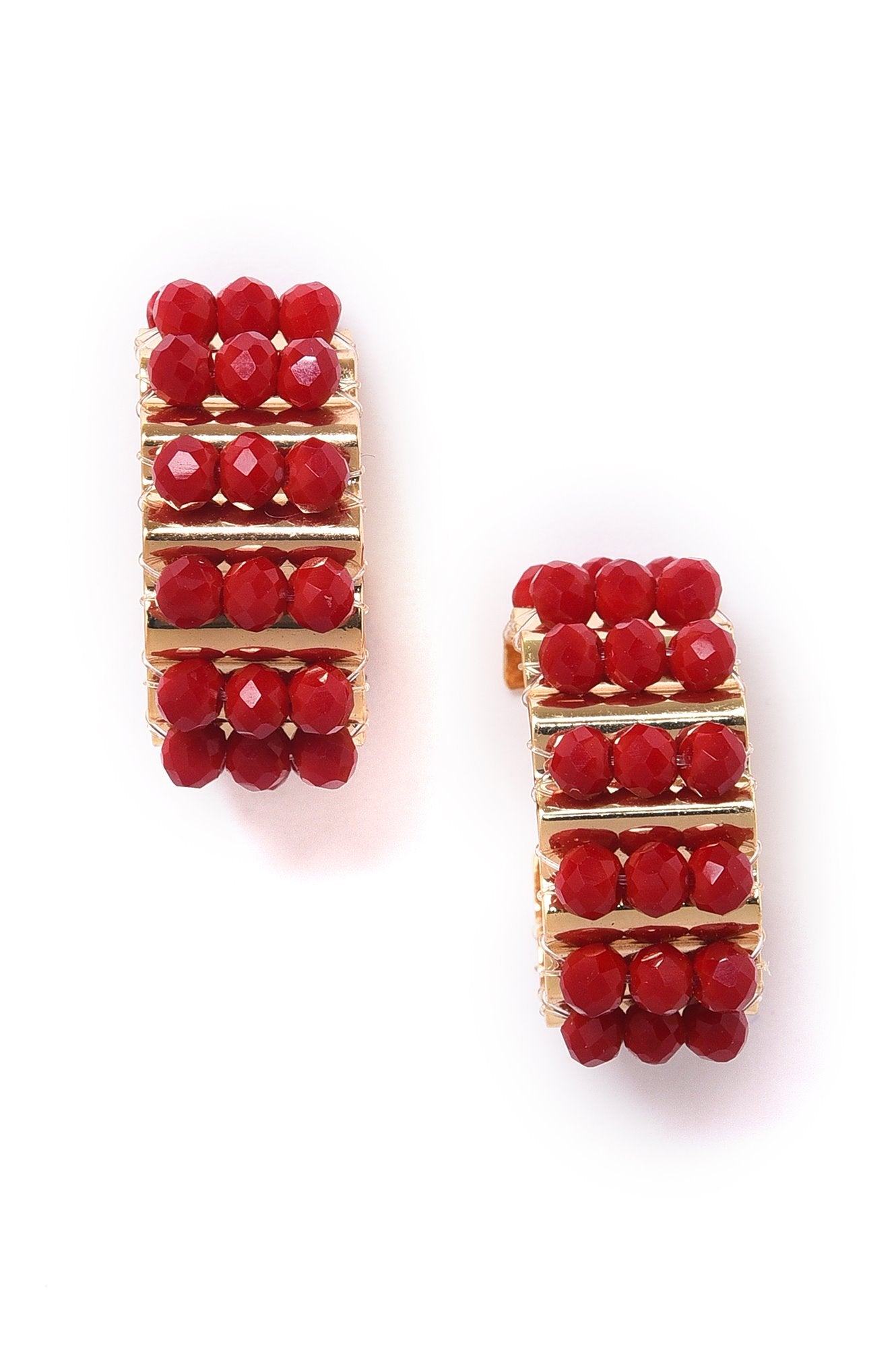 Red Handcrafted Party Hoop Earrings