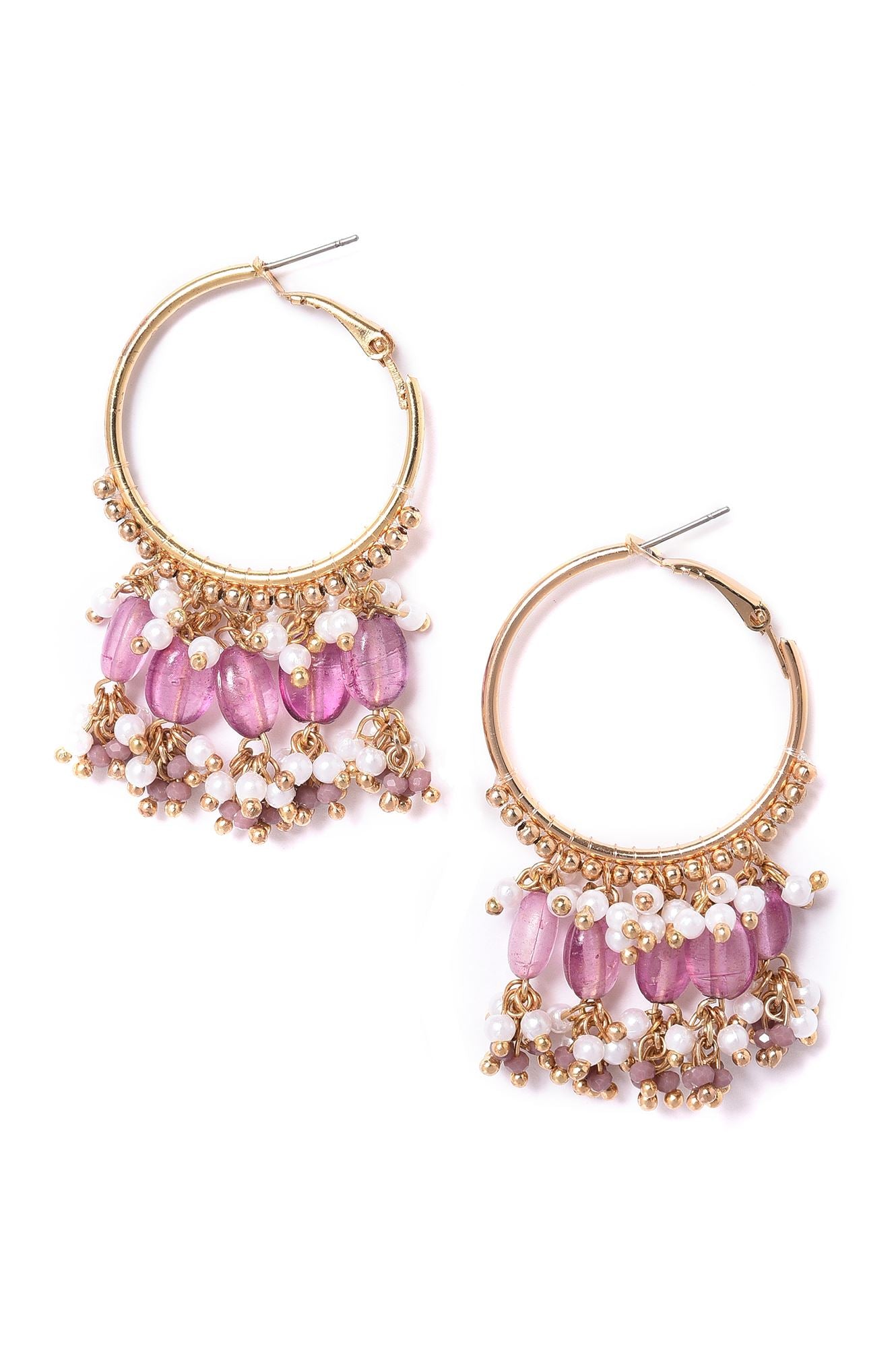 Lilac Handcrafted Ethnic Hoop Earrings