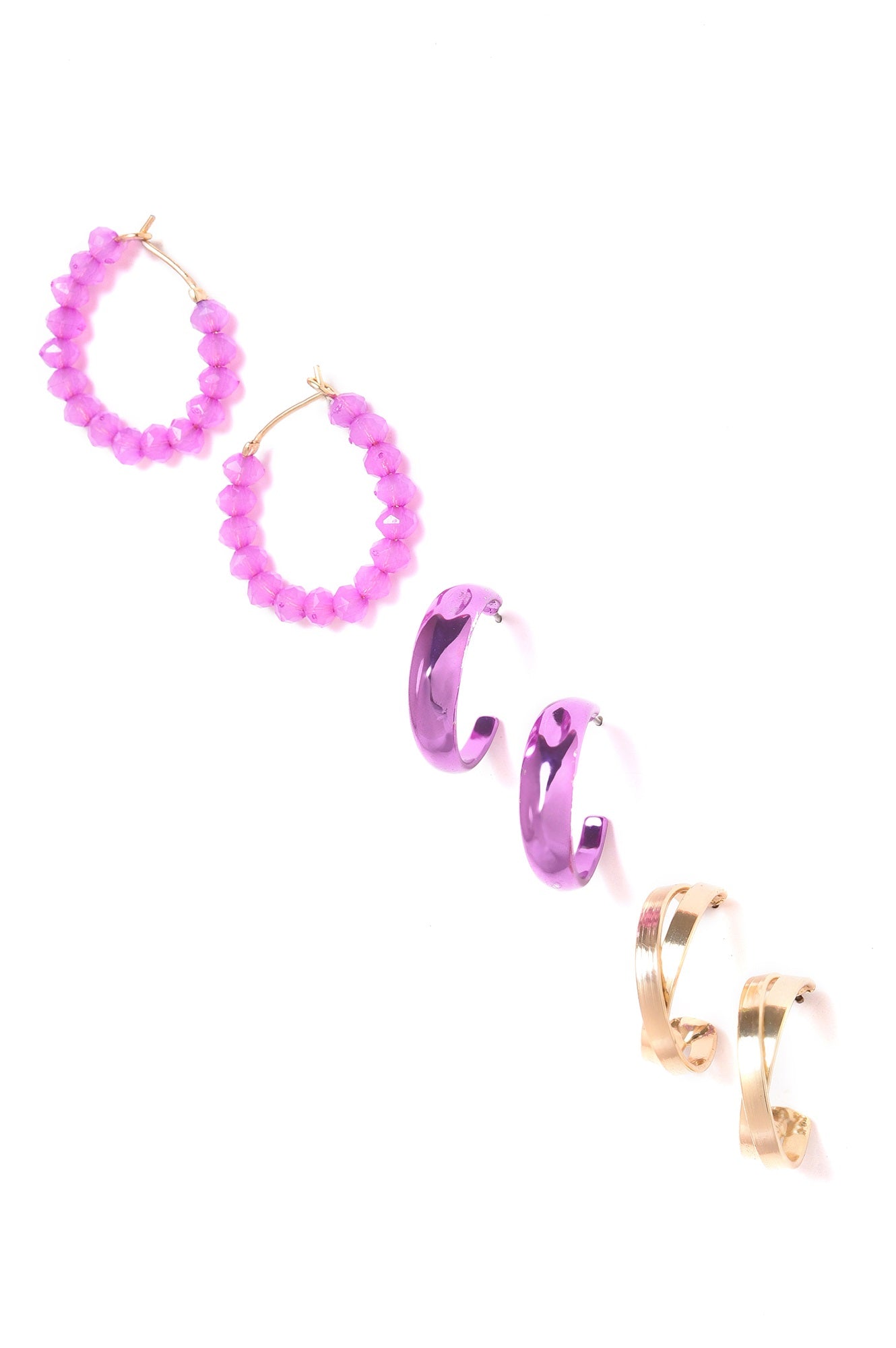 Purple &amp; Gold Work-Wear Hoop Earrings