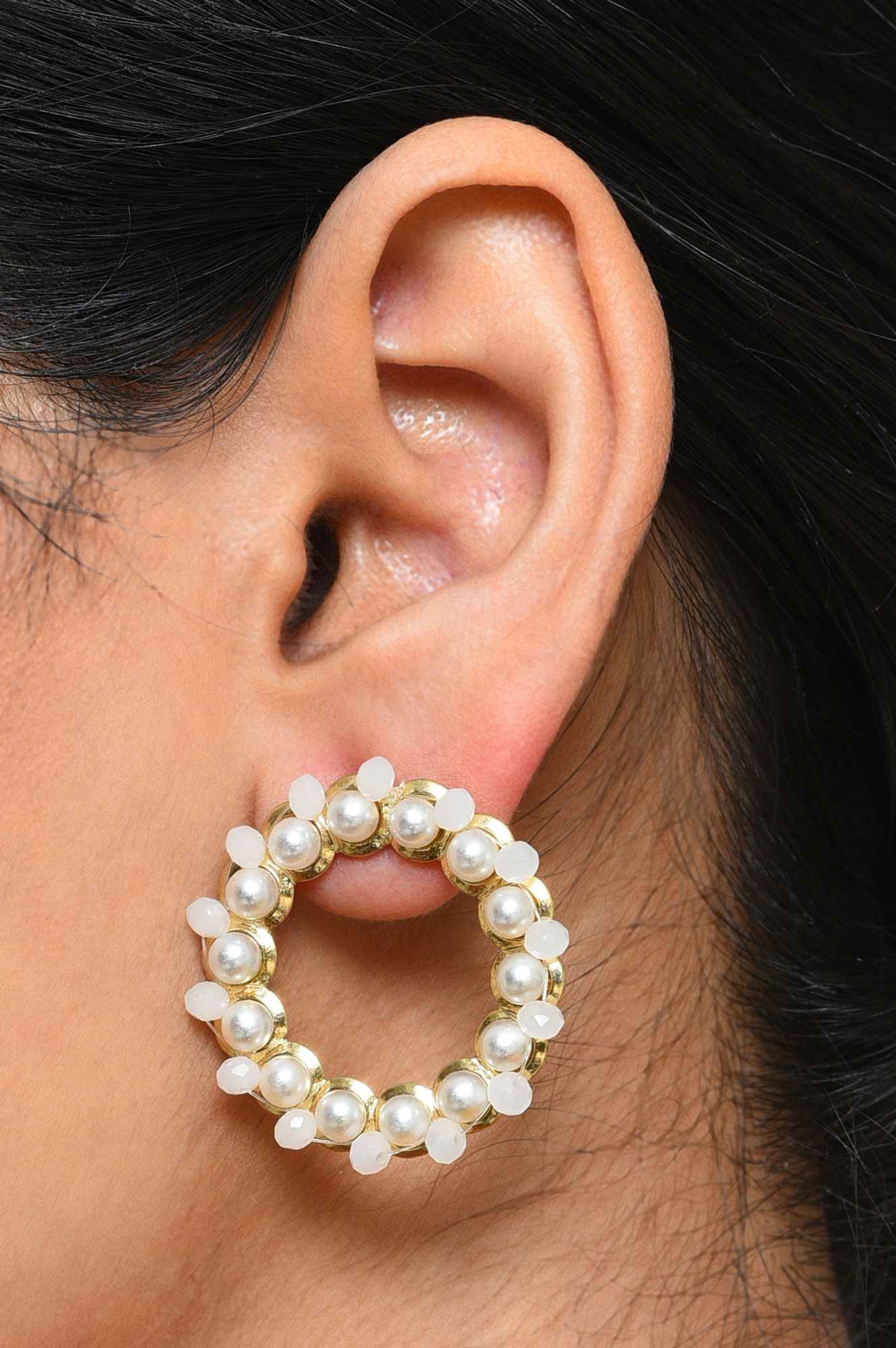 White Handcrafted Stud Earrings