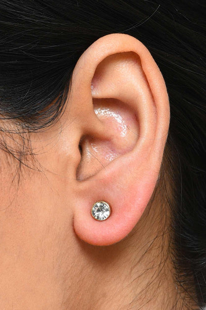 Pink &amp; White Hoop and Stud Earrings Combo