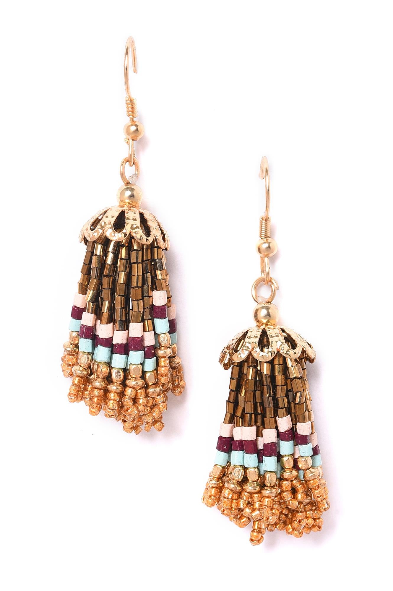 Multi-coloured Handcrafted Drop Earrings