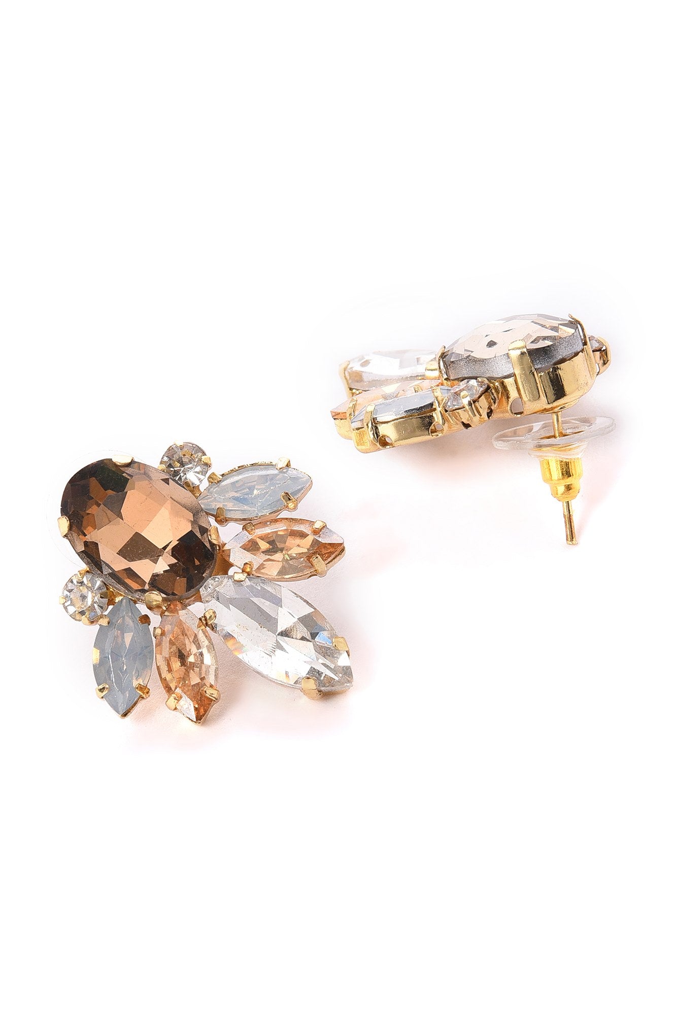 Multi-Coloured Rhinestones Stud Earrings