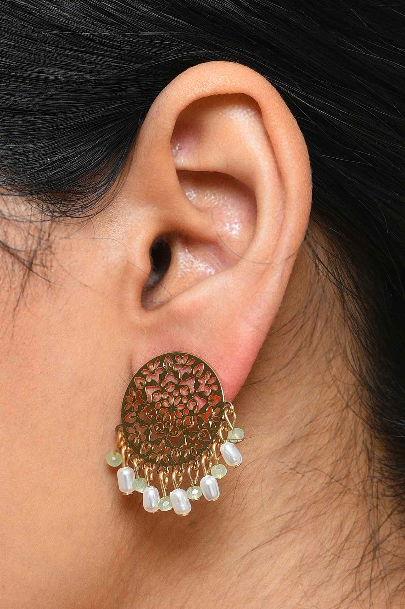 Green Filigree Stud Earrings