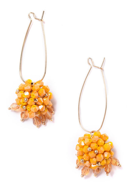 Yellow Handcrafted Crystal Beads Drop Earrings