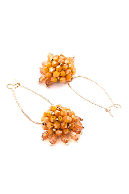 Yellow Handcrafted Crystal Beads Drop Earrings