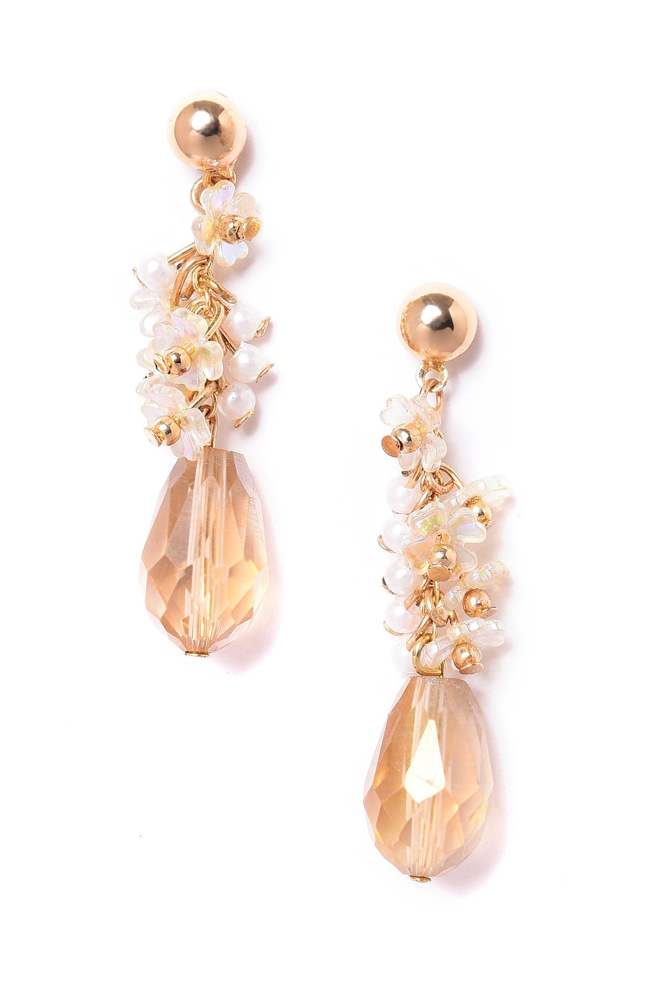 Beige Handcrafted Party Drop Earrings