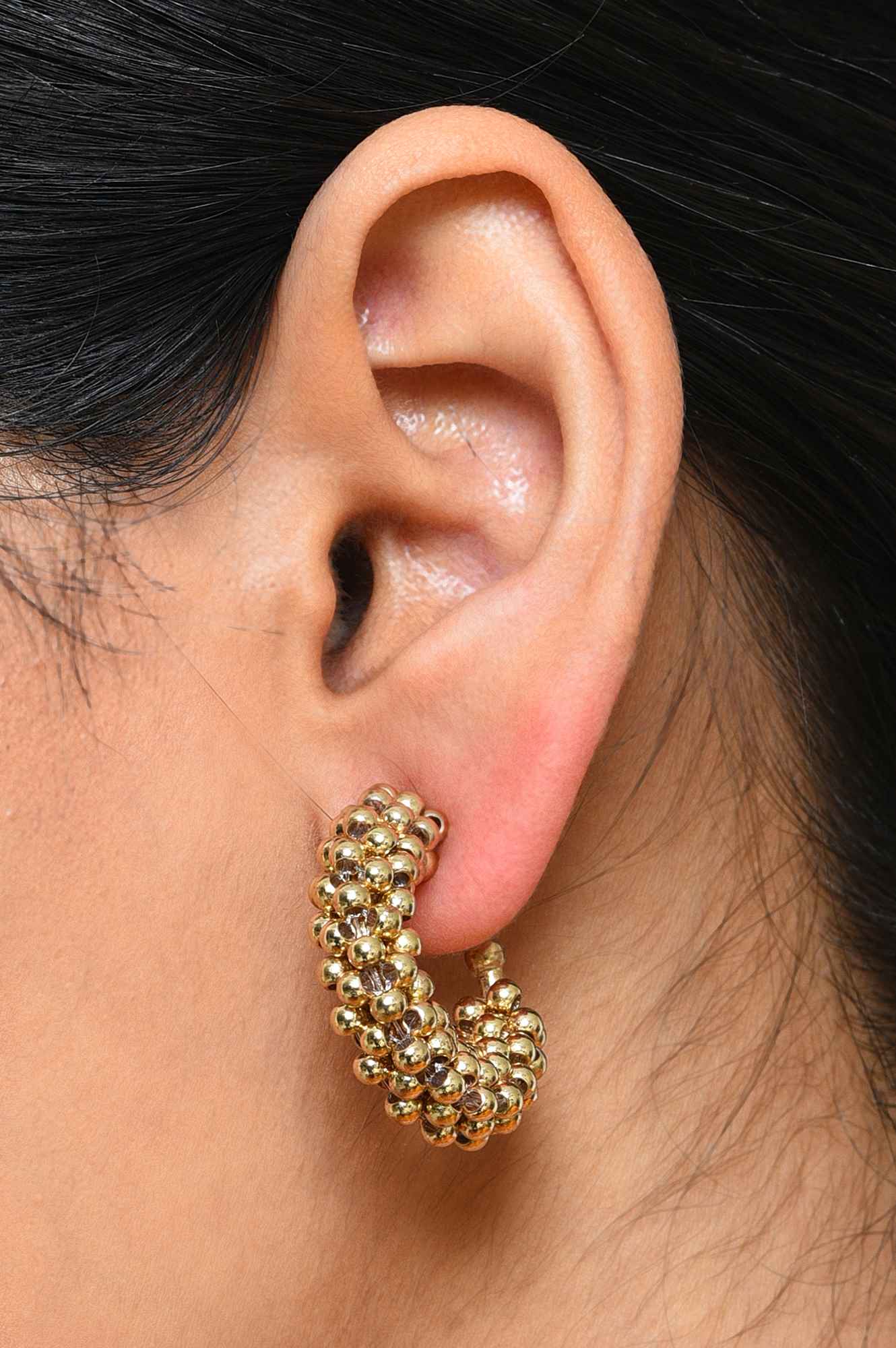 Gold Handcrafted Casual Hoop Earrings