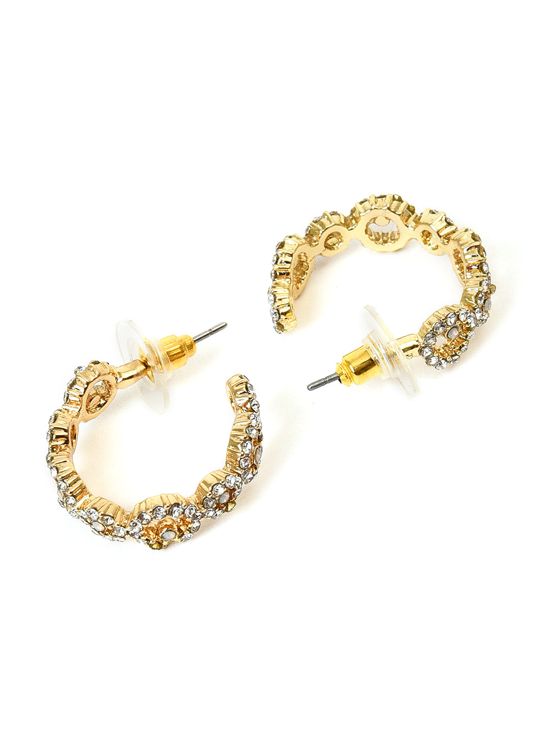 White Cubic Zerconia Classis Round Hoop Earrings