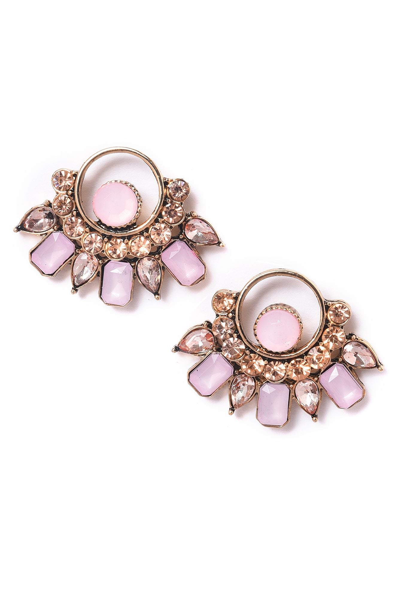 Pink Handcrafted Dual Tone Stud Earrings