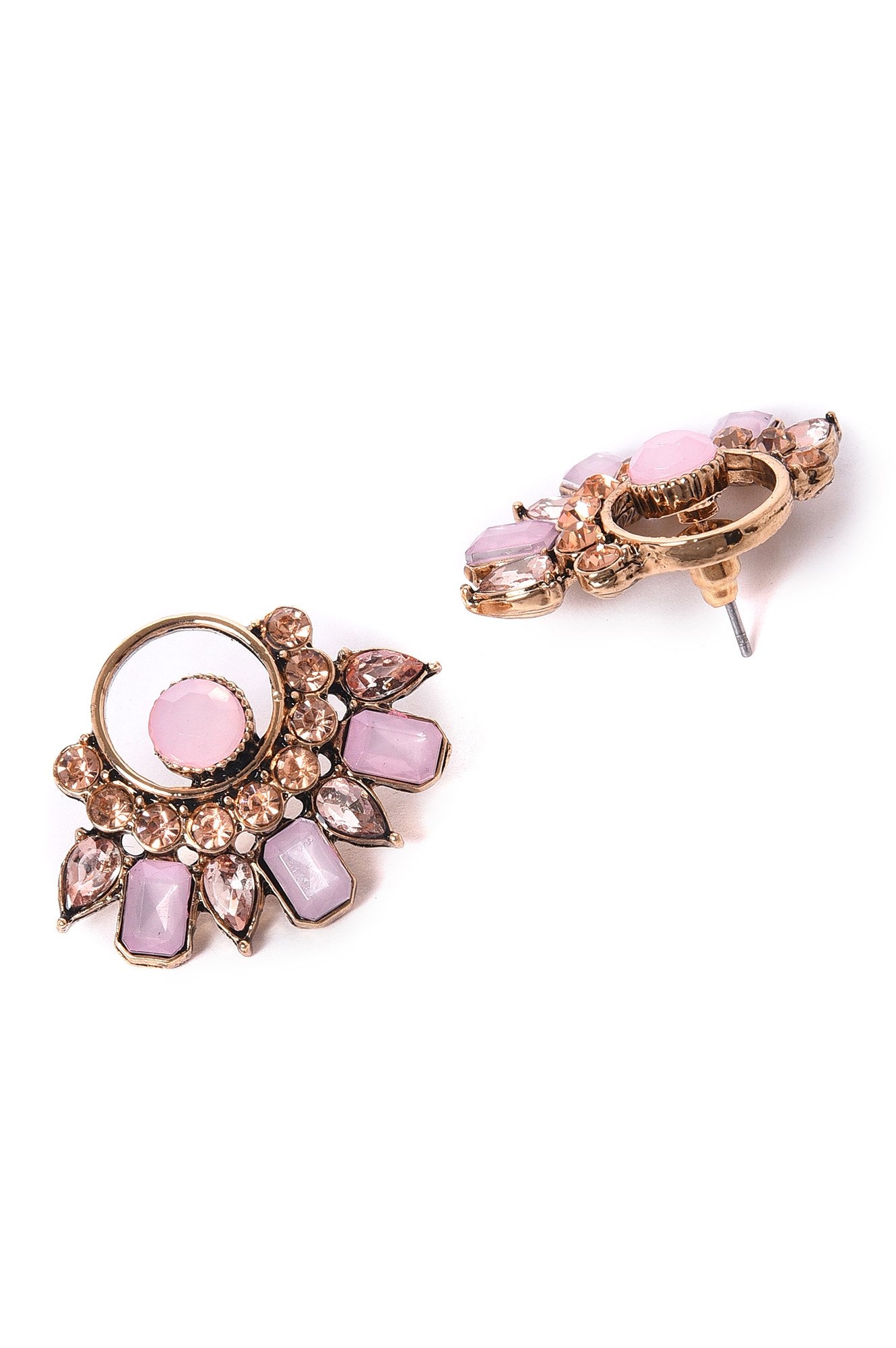 Pink Handcrafted Dual Tone Stud Earrings