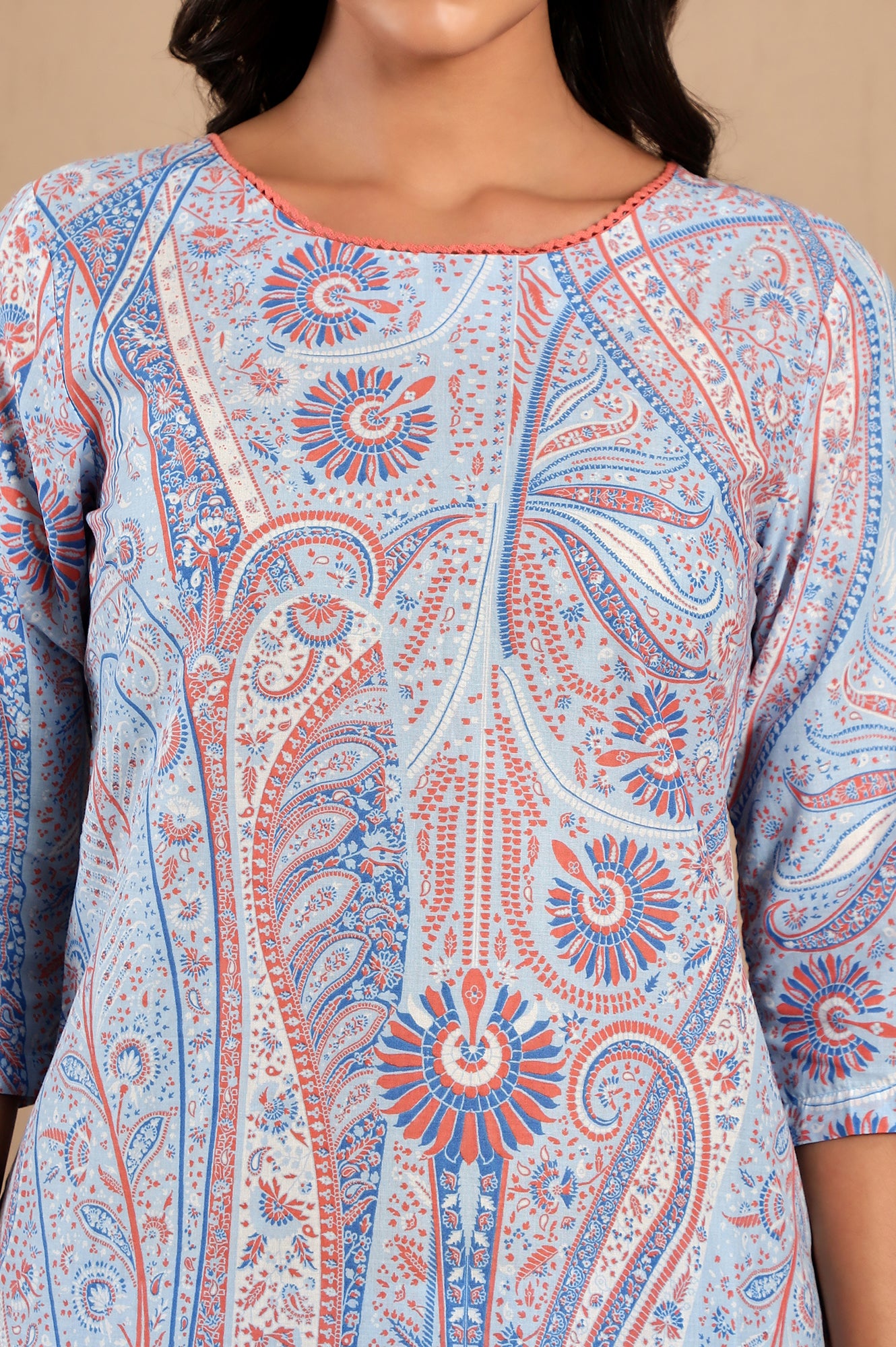 Light Blue Paisley Printed kurta Co-Ord Set