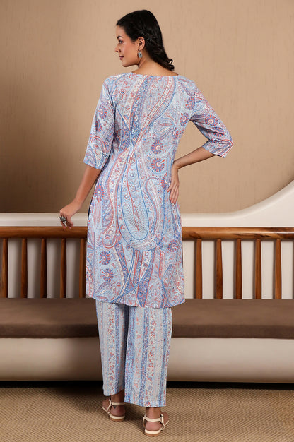 Light Blue Paisley Printed kurta Co-Ord Set