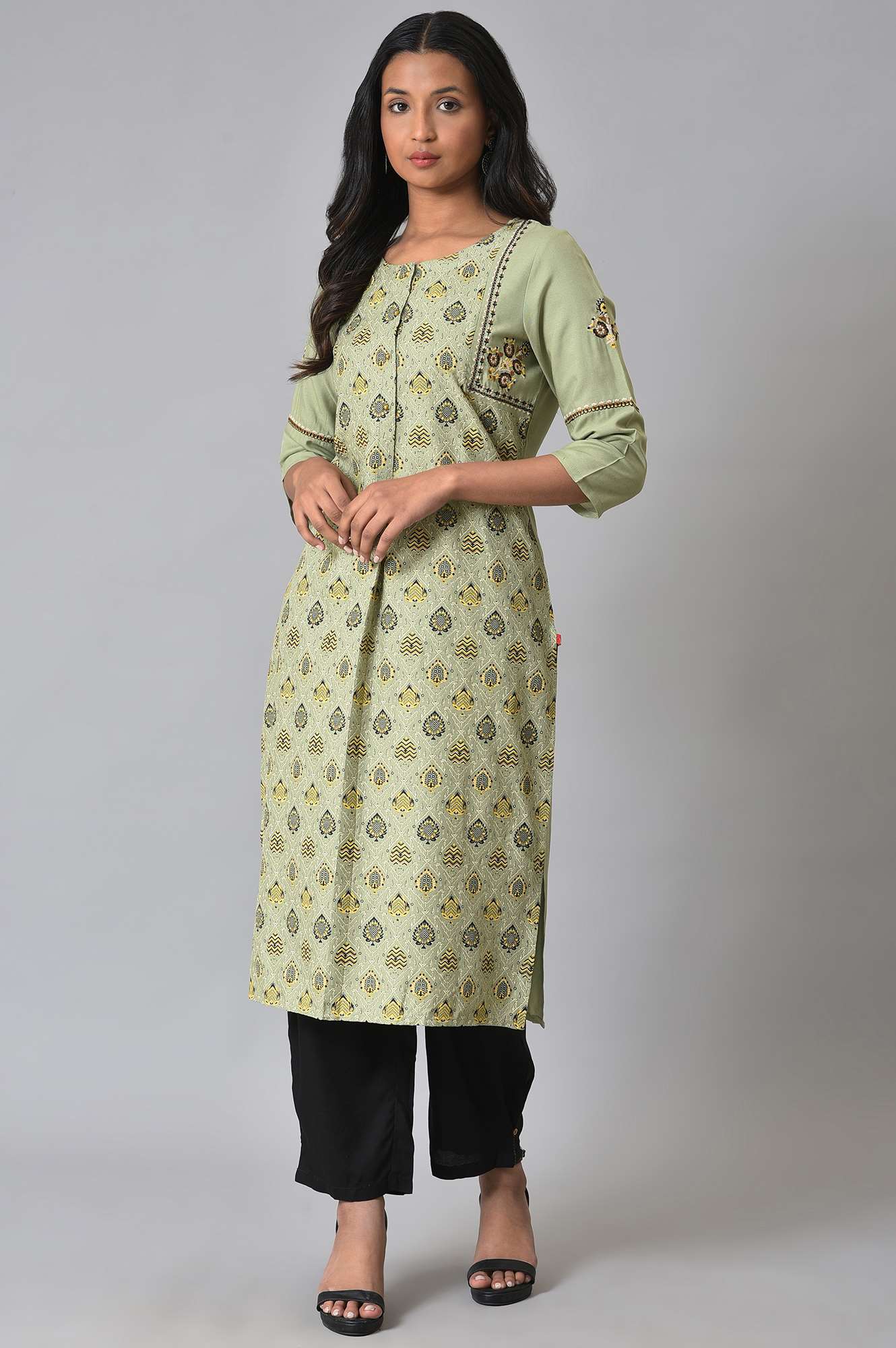 Light Green Printed kurta Set