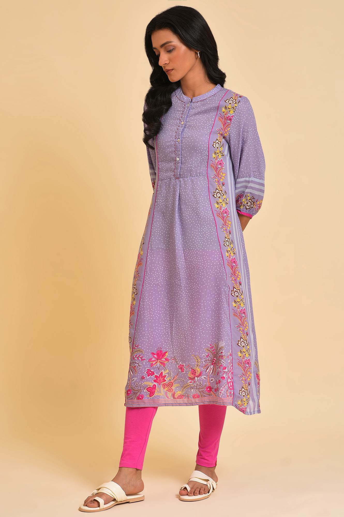 Buy Light Purple Placement Printed Tunic And Tights Set 2799 W