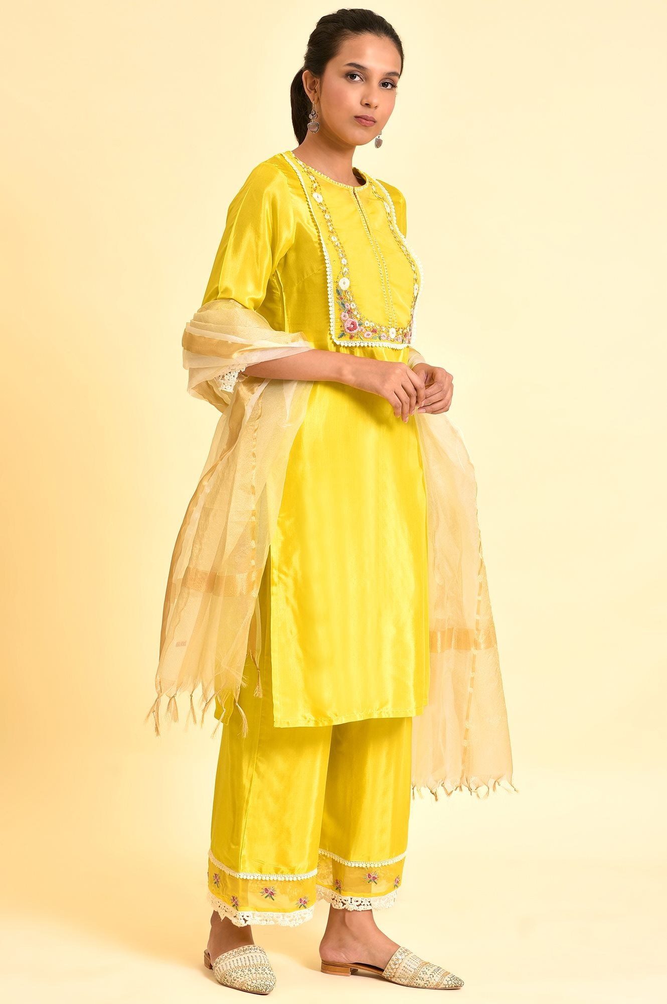 Yellow Embroidered kurta Set