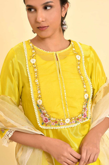 Yellow Embroidered kurta Set