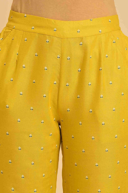 Yellow Glitter Printed Festive kurta, Pants &amp; Dupatta Set - wforwoman