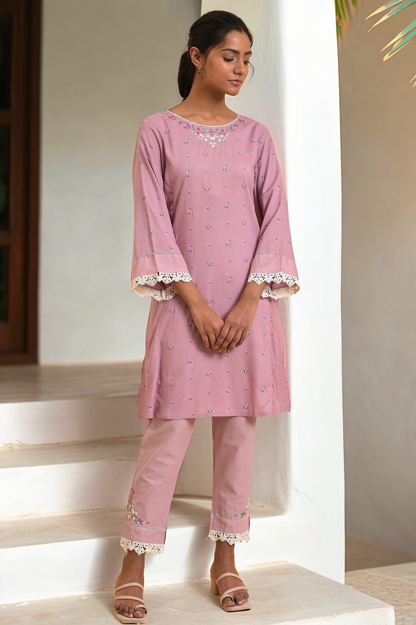 Light Purple Short kurta Set