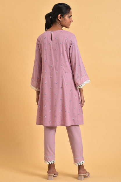 Light Purple Plus Size Short kurta Set - wforwoman