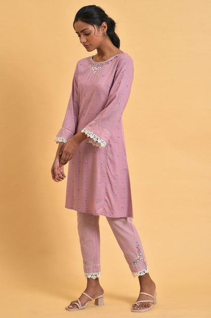 Light Purple Plus Size Short kurta Set - wforwoman