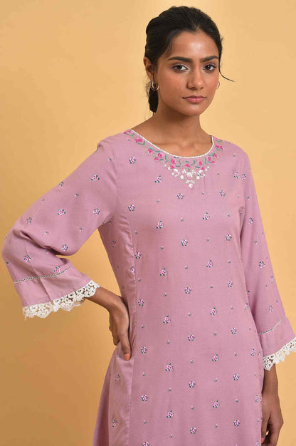 Light Purple Plus Size Short kurta Set - wforwoman