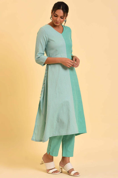 Light Green Tone Cotton kurta &amp; Slim Pants Co-Ord Set