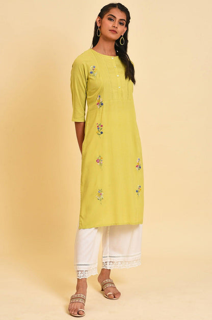 Green Embroidered Summer kurta Set - wforwoman