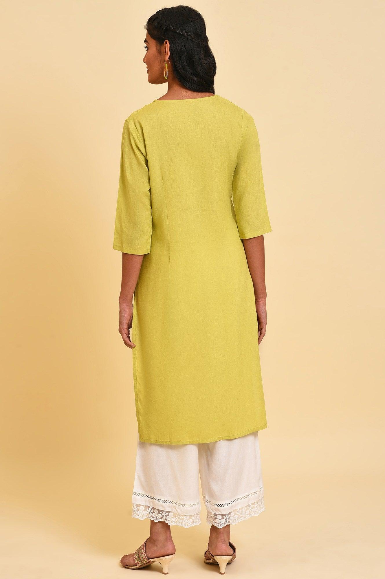 Green Embroidered Summer kurta Set - wforwoman