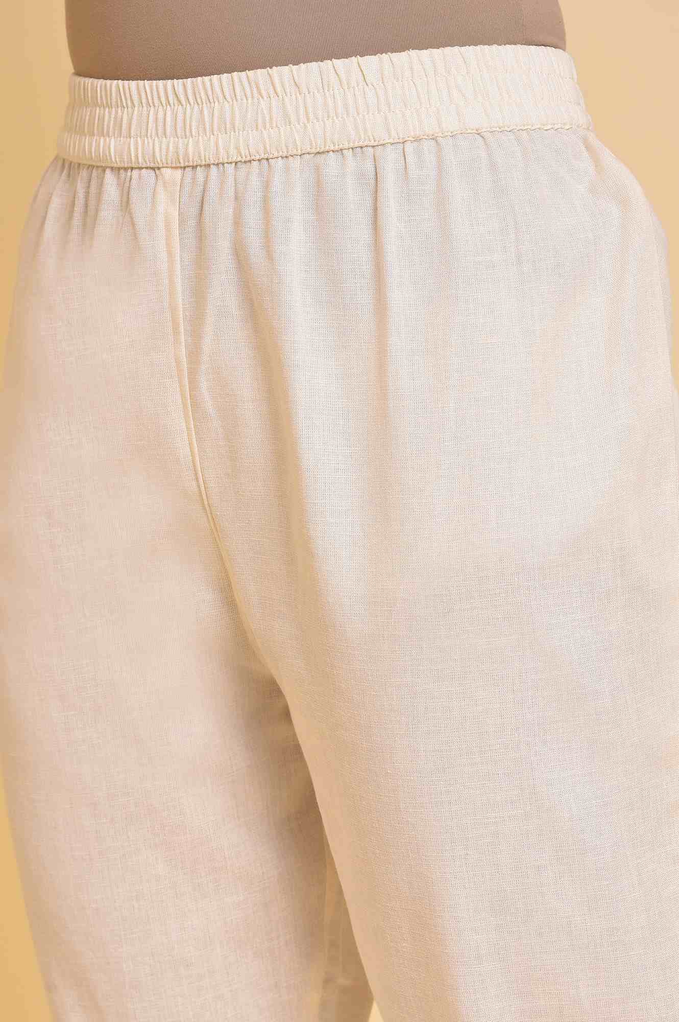 Ecru Embroidered kurta &amp; Pants Set