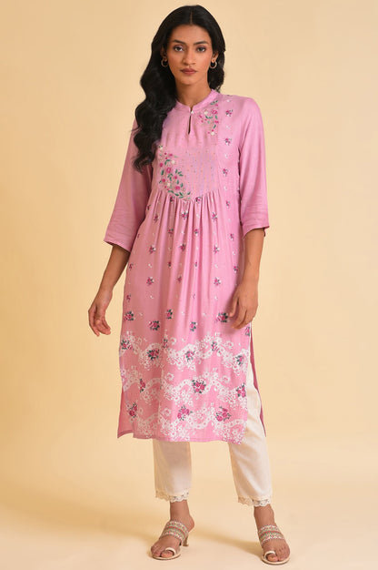 Ecru Embroidered kurta &amp; Pants Set