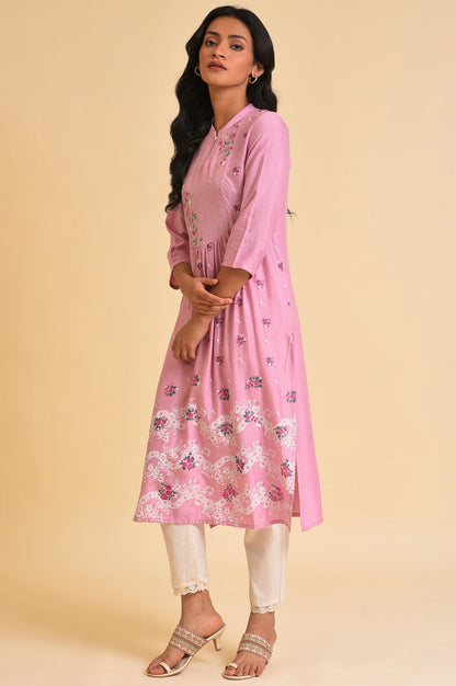 Ecru Embroidered kurta &amp; Pants Set