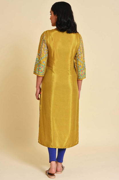 Mustard Embroidered kurta Set - wforwoman