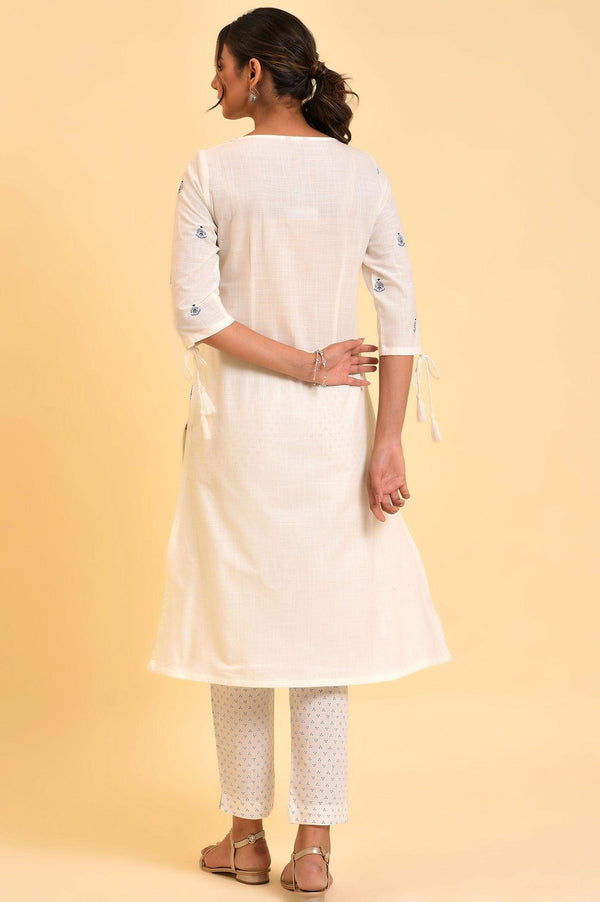 Ecru Floral Printed kurta & Pants Set